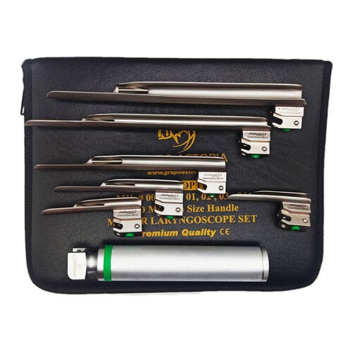 Laringoscopio Miller Fibra Optica Luz Blanca 6 Hojas Set Astoria Surgical