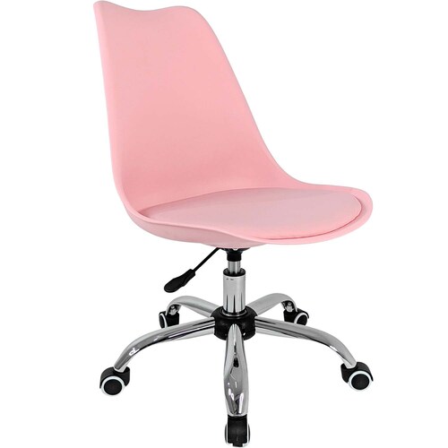 Silla Oficina Blokhus Tipo Eames Ergonomica Vinipiel Premium Rosa