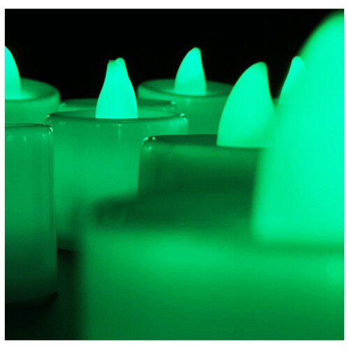 Velas Led Electricas Con Efecto Llama Pilas Bateria Decorativa Led Verde 