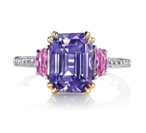 Anillo De Compromiso Morado Circonias Plata 925 By - Amour