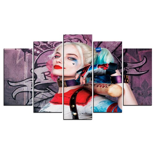 Cuadro Decorativo DC Harley Quinn Escuadrón Suicida 100x60cm 5pzs Cuadros MX