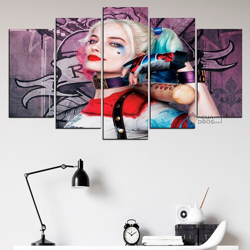 Cuadro Decorativo DC Harley Quinn Escuadrón Suicida 100x60cm 5pzs Cuadros MX
