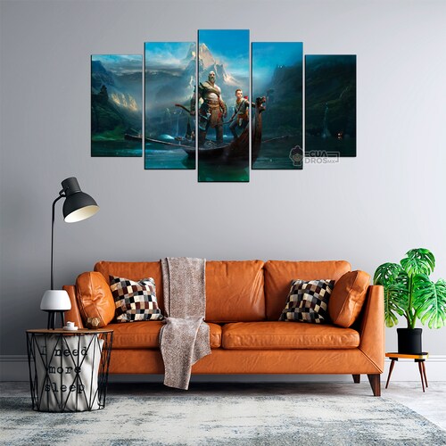 Cuadro Decorativo God of War Kratos Game 100x60cm 5pzs Cuadros MX