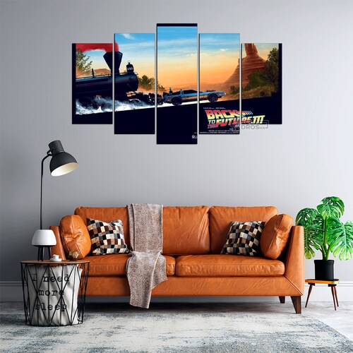 Cuadro Decorativo Volver al Futuro  III DeLorean Empujado por Tren Cine 100x60cm 5pzs Cuadros MX