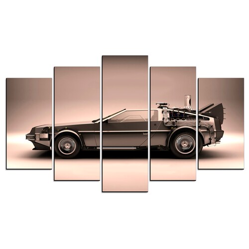 Cuadro Decorativo Volver al Futuro DeLorean Puertas Abiertas Vista Lateral Cine 100x60cm 5pzs Cuadros MX