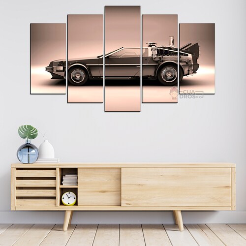 Cuadro Decorativo Volver al Futuro DeLorean Puertas Abiertas Vista Lateral Cine 100x60cm 5pzs Cuadros MX