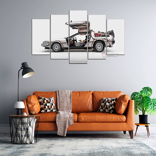 Cuadro Decorativo Volver al Futuro DeLorean Puertas Abiertas Cine 100x60cm 5pzs Cuadros MX