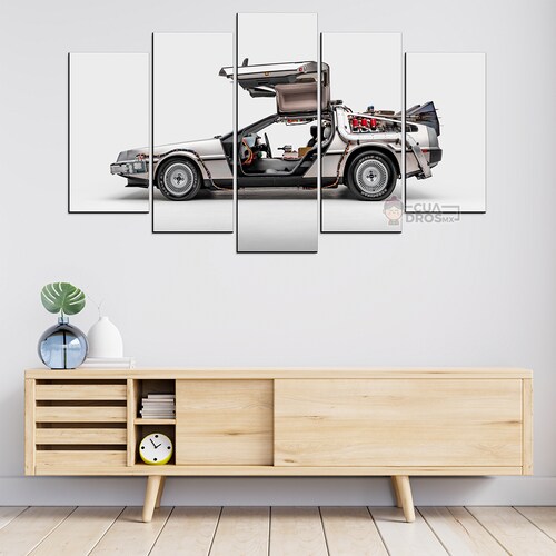 Cuadro Decorativo Volver al Futuro DeLorean Puertas Abiertas Cine 100x60cm 5pzs Cuadros MX