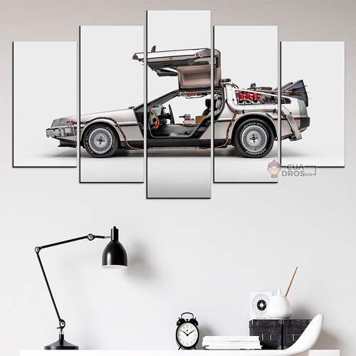 Cuadro Decorativo Volver al Futuro DeLorean Puertas Abiertas Cine 100x60cm 5pzs Cuadros MX