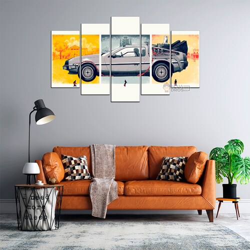 Cuadro Decorativo Volver al Futuro DeLorean Dibujo Cine 100x60cm 5pzs Cuadros MX