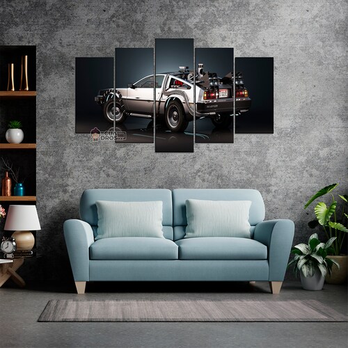 Cuadro Decorativo Volver al Futuro DeLorean Cine 100x60cm 5pzs Cuadros MX