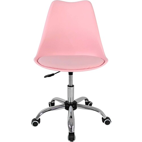 Silla Oficina Blokhus Tipo Eames Ergonomica Vinipiel Premium Rosa