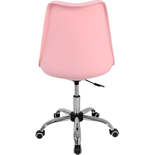 Silla Oficina Blokhus Tipo Eames Ergonomica Vinipiel Premium Rosa