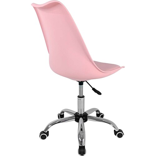 Silla Oficina Blokhus Tipo Eames Ergonomica Vinipiel Premium Rosa