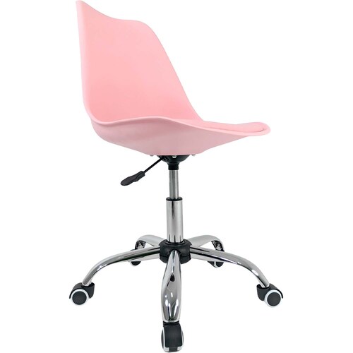 Silla Oficina Blokhus Tipo Eames Ergonomica Vinipiel Premium Rosa
