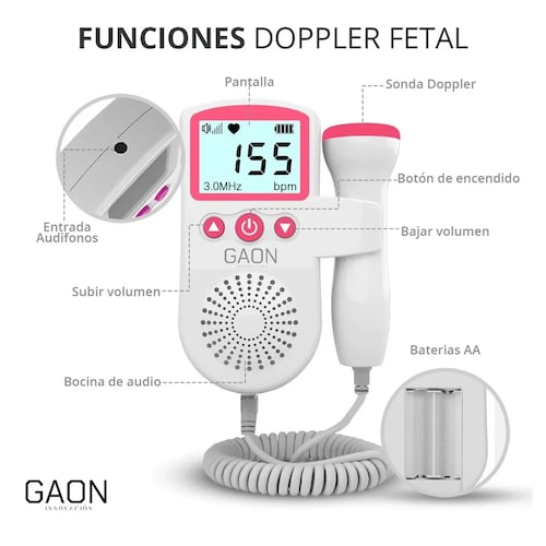 Ultrasonido Portatil Doppler Fetal Oye Latidos De Tu Bebe 
