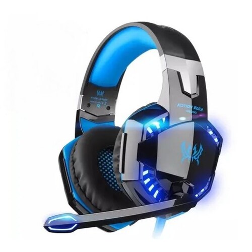 Audífonos gamer Kotion G2000 negro y azul con luz LED