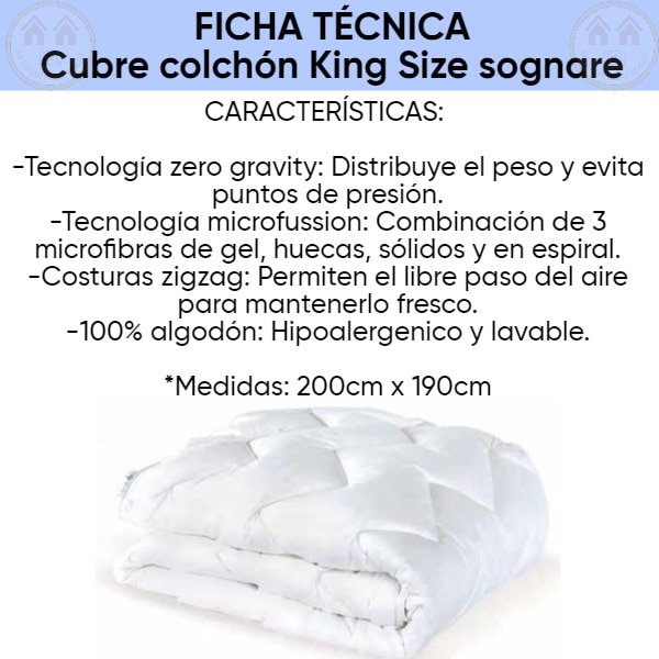 Cubre colch n King Size Protector de Colch n Sognare Tradicional