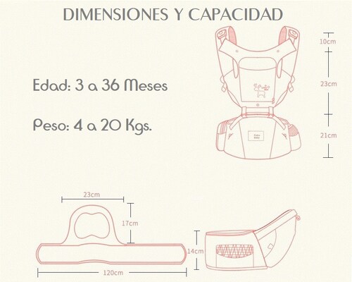 Canguro para Bebé de Algodón con Soporte de Cadera Rosa