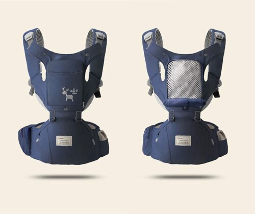Canguro para Bebé de Algodón con Soporte de Cadera Azul.