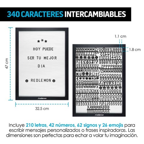 Pizarrón de Madera Vintage 340 Letras Intercambiables Redlemon
