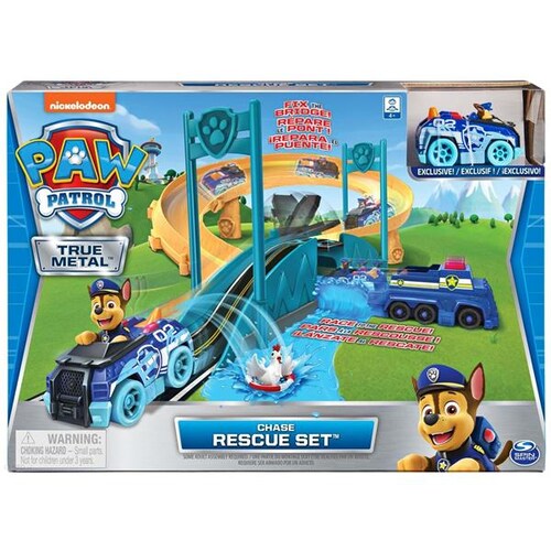 Paw Patrol Pista Chase Rescue Set Repara El Puente True Metal