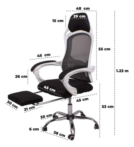 Silla Oficina Reclinable Con Reposapies Soporte Lumbar