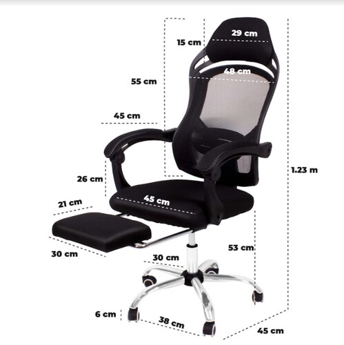 Silla Oficina Reclinable Con Reposapies Soporte Lumbar