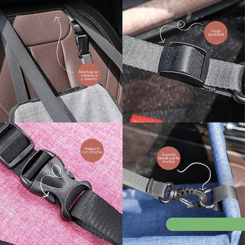Asiento de Coche para Perros Portátil Plegable para Viaje. Rosa