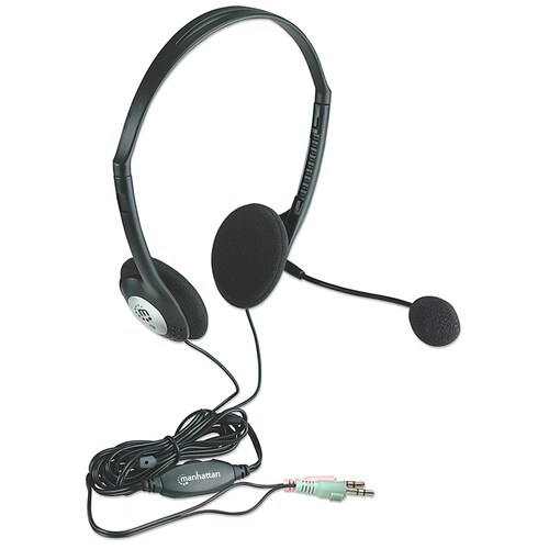 AUDIFONOS DIADEMA MANHATTAN AJUSTABLE CON MICROFONO CONTROL DE VOLUMEN 3.5MM