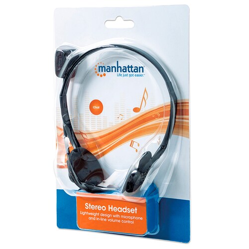 AUDIFONOS DIADEMA MANHATTAN AJUSTABLE CON MICROFONO CONTROL DE VOLUMEN 3.5MM