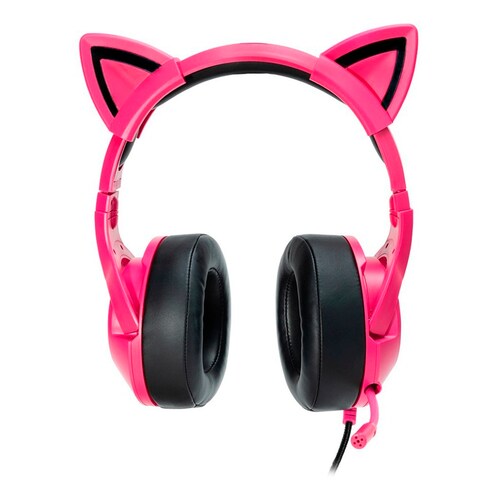 AUDIFONOS GAMER OCELOT TIPO DIADEMA/OVER-EAR/USB/3.5MM/COLOR ROSA CON NEGRO/ALAMBRICOS/ILUMINACION BLANCA/CONTROL DE AUDIO/MICROFONO CANCELACION DE RUIDO/AJUSTABLES/MULTIPLATAFORMA