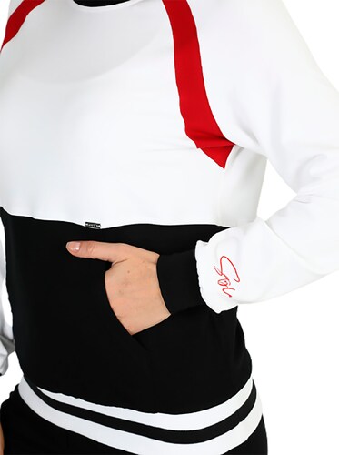 Sudadera Blanca Con Negro Y Rojo Mujer Foley´s