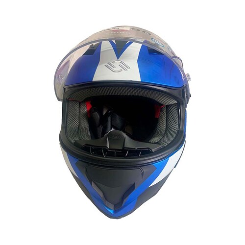 Casco Cerrado Certificado Ece / Shiro 890 - Base Azul / Gris Mate Talla Mediana