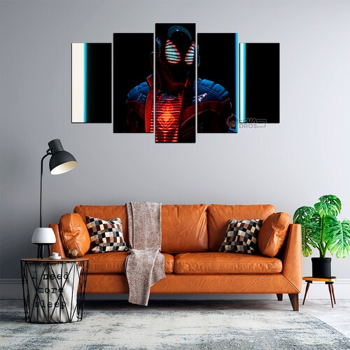 Cuadro Decorativo Spiderman Miles Morales Audifonos Digital Art Marvel 100x60cm 5pzs Cuadros MX