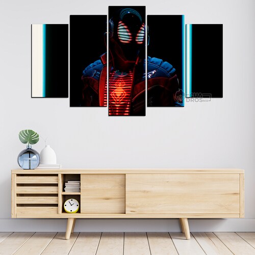 Cuadro Decorativo Spiderman Miles Morales Audifonos Digital Art Marvel 100x60cm 5pzs Cuadros MX