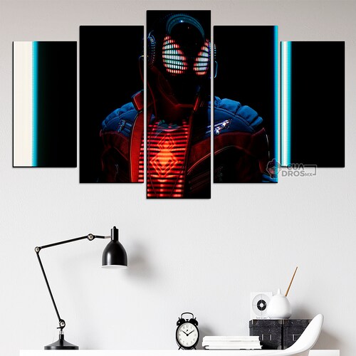 Cuadro Decorativo Spiderman Miles Morales Audifonos Digital Art Marvel 100x60cm 5pzs Cuadros MX