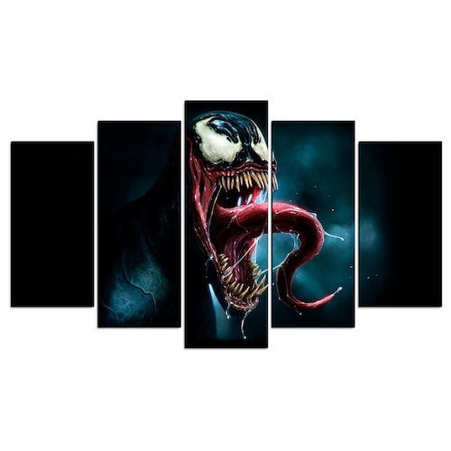 Cuadro Decorativo Venom Fondo Negro/Gris Digital Art Marvel 100x60cm 5pzs Cuadros MX