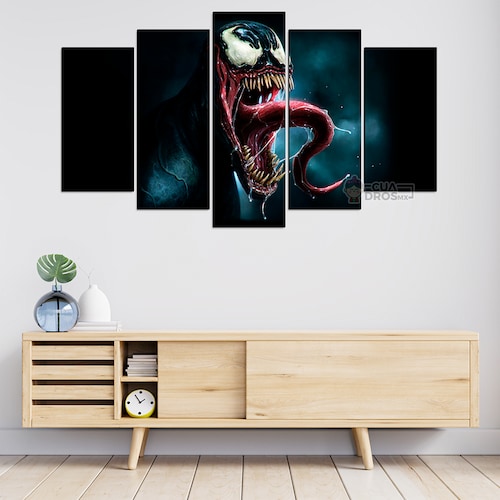 Cuadro Decorativo Venom Fondo Negro/Gris Digital Art Marvel 100x60cm 5pzs Cuadros MX