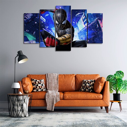 Cuadro Decorativo Spiderman Traje Negro/Dorado Marvel 100x60cm 5pzs Cuadros MX