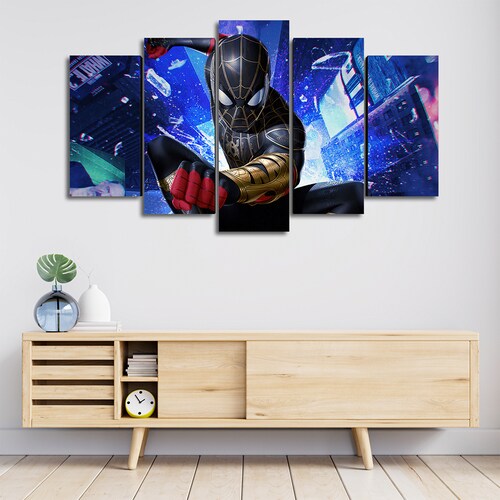 Cuadro Decorativo Spiderman Traje Negro/Dorado Marvel 100x60cm 5pzs Cuadros MX