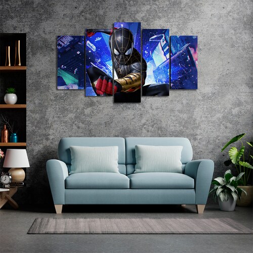 Cuadro Decorativo Spiderman Traje Negro/Dorado Marvel 100x60cm 5pzs Cuadros MX