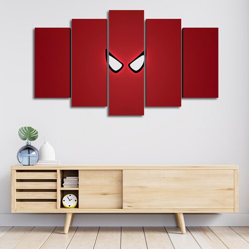 Cuadro Decorativo Spiderman Ojos Digital Art Marvel 100x60cm 5pzs Cuadros MX