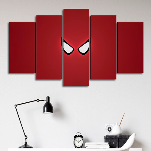 Cuadro Decorativo Spiderman Ojos Digital Art Marvel 100x60cm 5pzs Cuadros MX