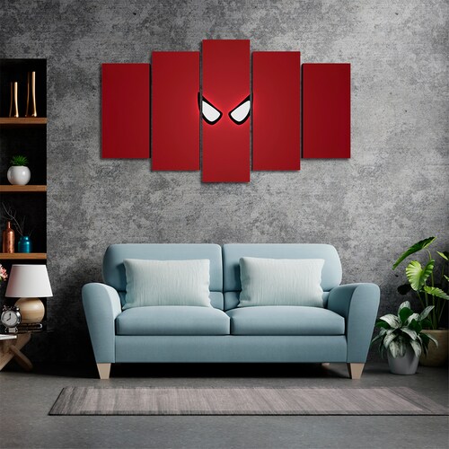 Cuadro Decorativo Spiderman Ojos Digital Art Marvel 100x60cm 5pzs Cuadros MX