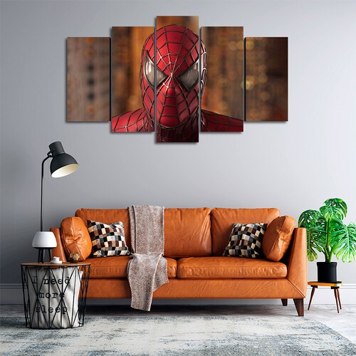 Cuadro Decorativo Spiderman Tobey Maguire Mascara Marvel 100x60cm 5pzs Cuadros MX