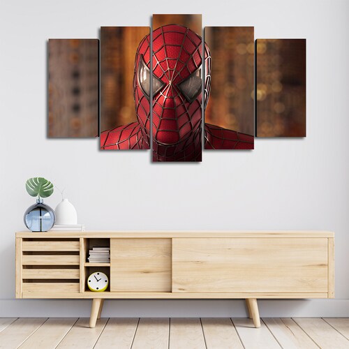 Cuadro Decorativo Spiderman Tobey Maguire Mascara Marvel 100x60cm 5pzs Cuadros MX