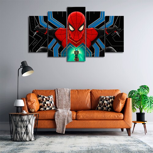 Cuadro Decorativo Spiderman Mysterio Caricatura Marvel 100x60cm 5pzs Cuadros MX
