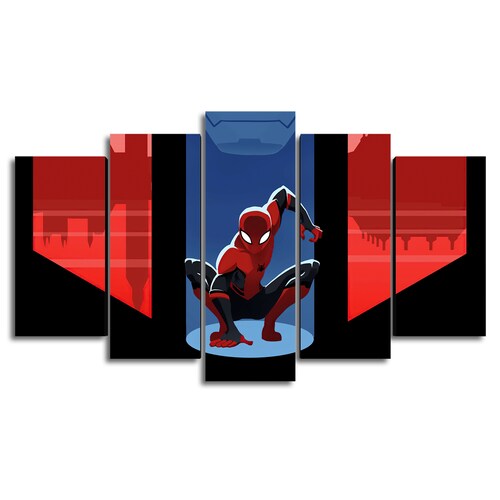 Cuadro Decorativo Spiderman Caricatura Marvel 100x60cm 5pzs Cuadros MX