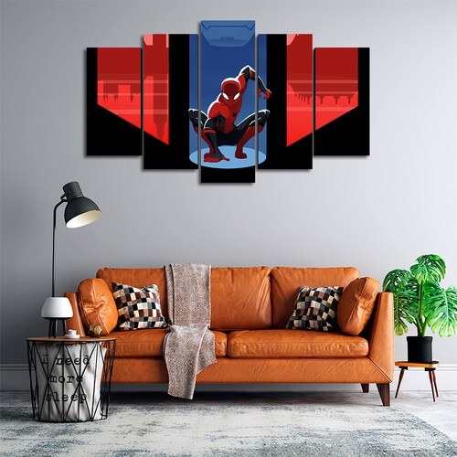 Cuadro Decorativo Spiderman Caricatura Marvel 100x60cm 5pzs Cuadros MX